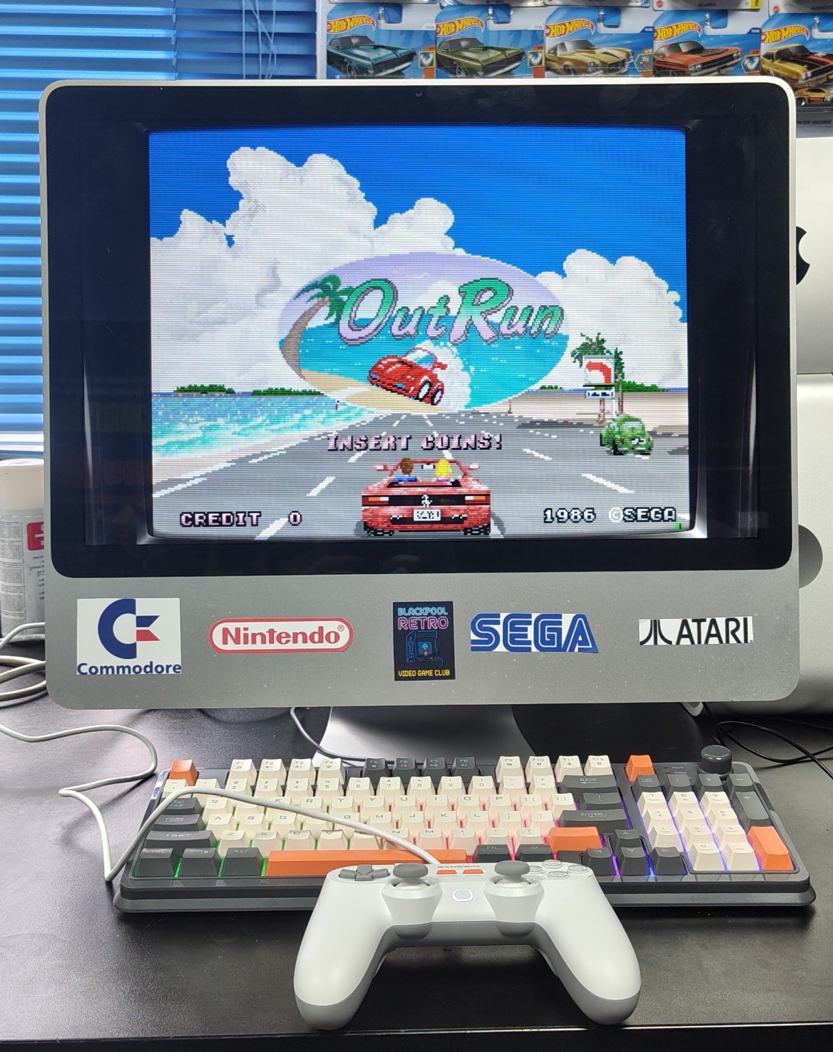 Retro gaming setup running OutRun